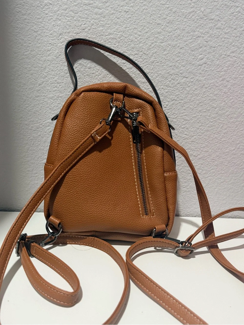 Tan Women's Mini Backpack Crossbody Bag